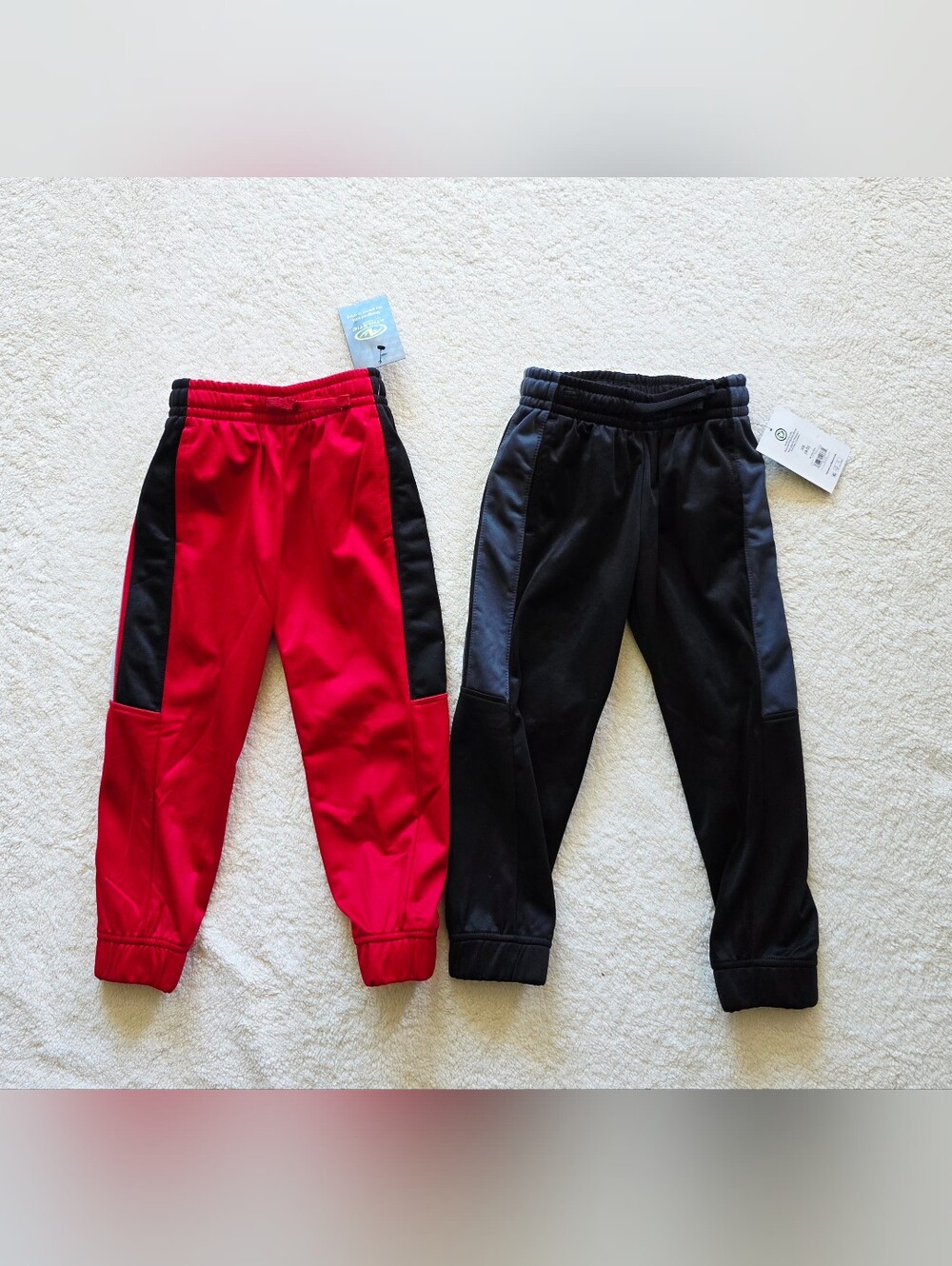 New boy's XS 4/5 Athletic Works Active Track Pants bundle of 2, red & black